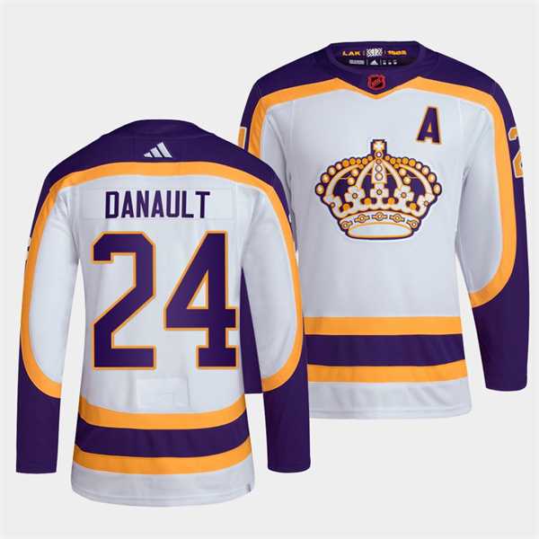 Men%27s Los Angeles Kings #24 Phillip Danault White 2022 Reverse Retro Stitched Jersey Dzhi->los angeles kings->NHL Jersey